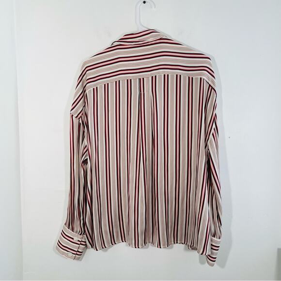 Free People Mad About You Satin Striped V Neck Button Down Shirt Medium - Picture 9 of 15